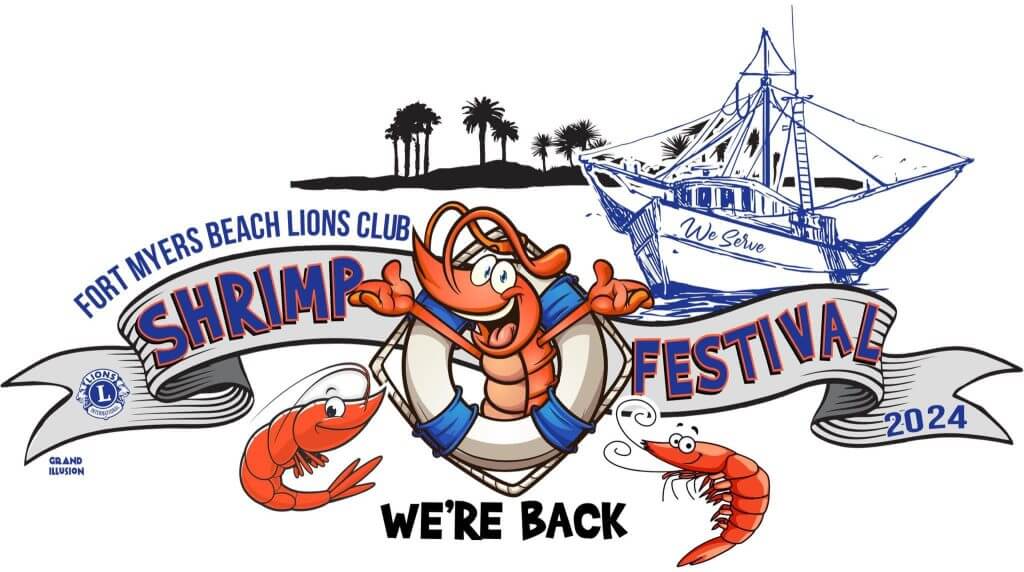 Logo for the Fort Myers Beach Lions Club Shrimp Festival