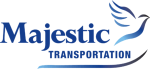 Logo for Majestic Transportation, an airport limousine service.