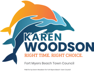 Karen Woodson for Fort Myers Beach Town Council logo.