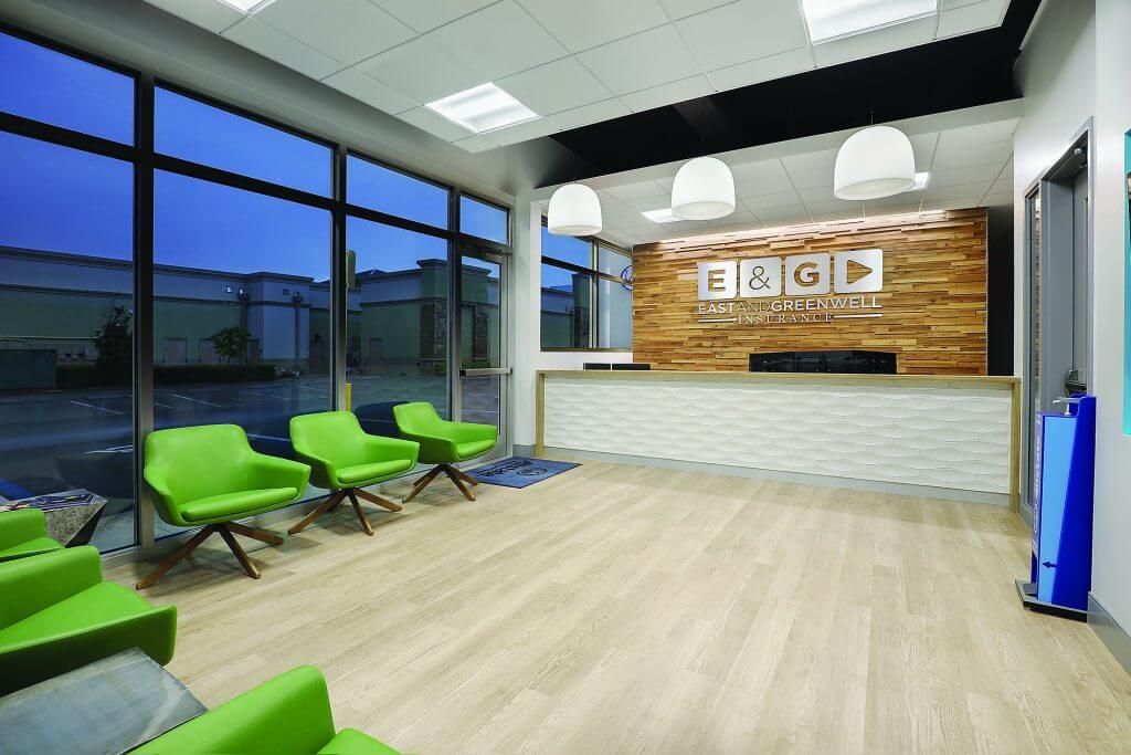 The inside of a newly built building for an insurance company.