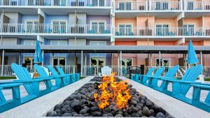 You can enjoy the outdoor fire pit at Margaritaville Beach Resort.