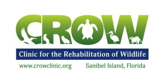 CROW logo with animal silhouettes and text for Clinic for the Rehabilitation of Wildlife on Sanibel Island.